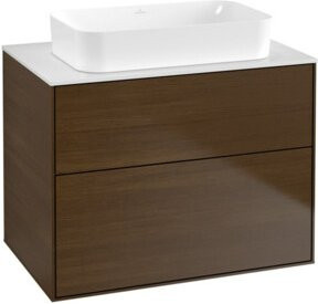 Villeroy & Boch Waschtischunterschrank Finion Wandhängend Walnut Veneer Weiß B: 80 cm, T: 50 cm, H: 60,3 cm - Bild 1