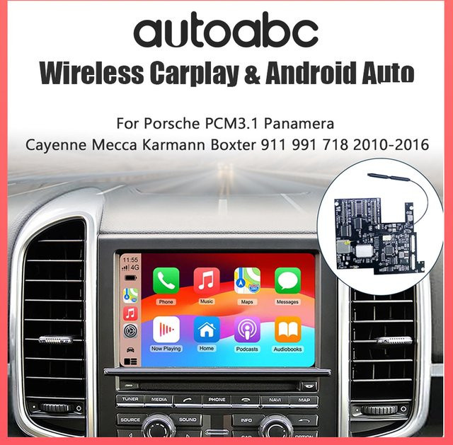 AUTOABC Drahtloses CarPlay und Android Auto Adapter Modul für Porsche PCM 3.1, Schwarz - Bild 1