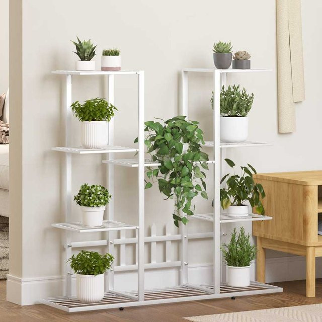 vidaXL Blumenständer aus Eisen in Weiß, B/T/H: 94,5 x 25 x 89 cm - Bild 2