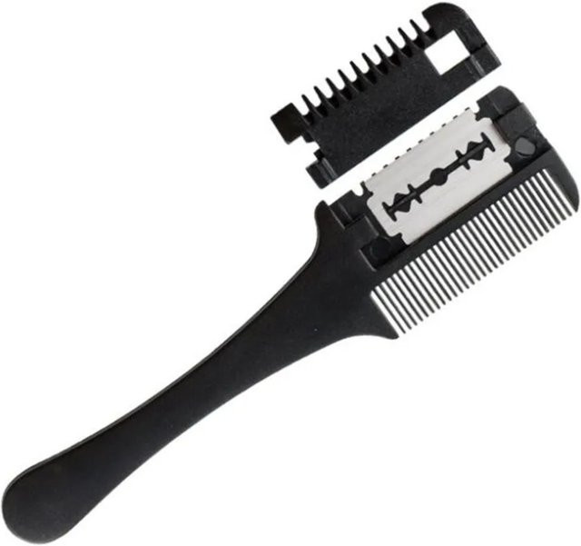 Haarschneidekamm mit Rasierklingen, Schwarz, Unisex - Bild 1