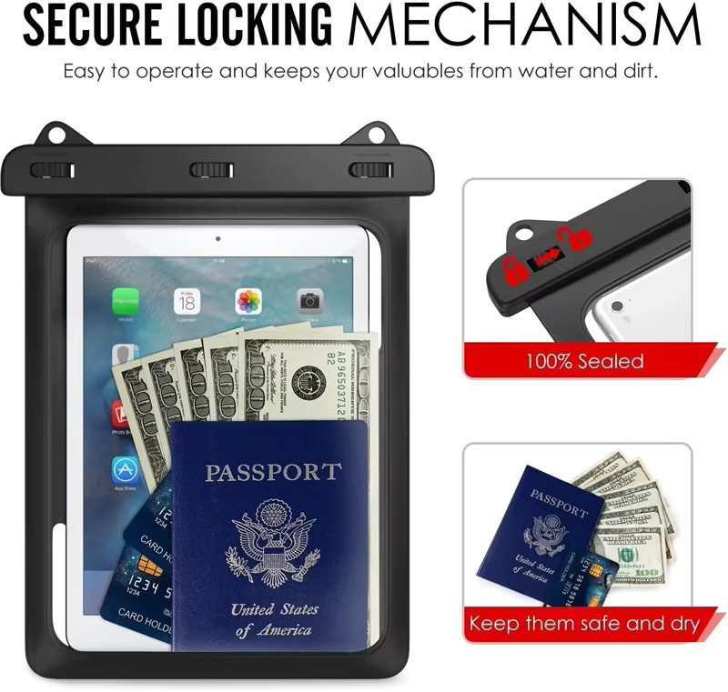 Wasserdichte Tablet-Tasche von OLPAY für iPad Mini, iPad Air und iPad Pro in Blau oder Schwarz - Bild 5
