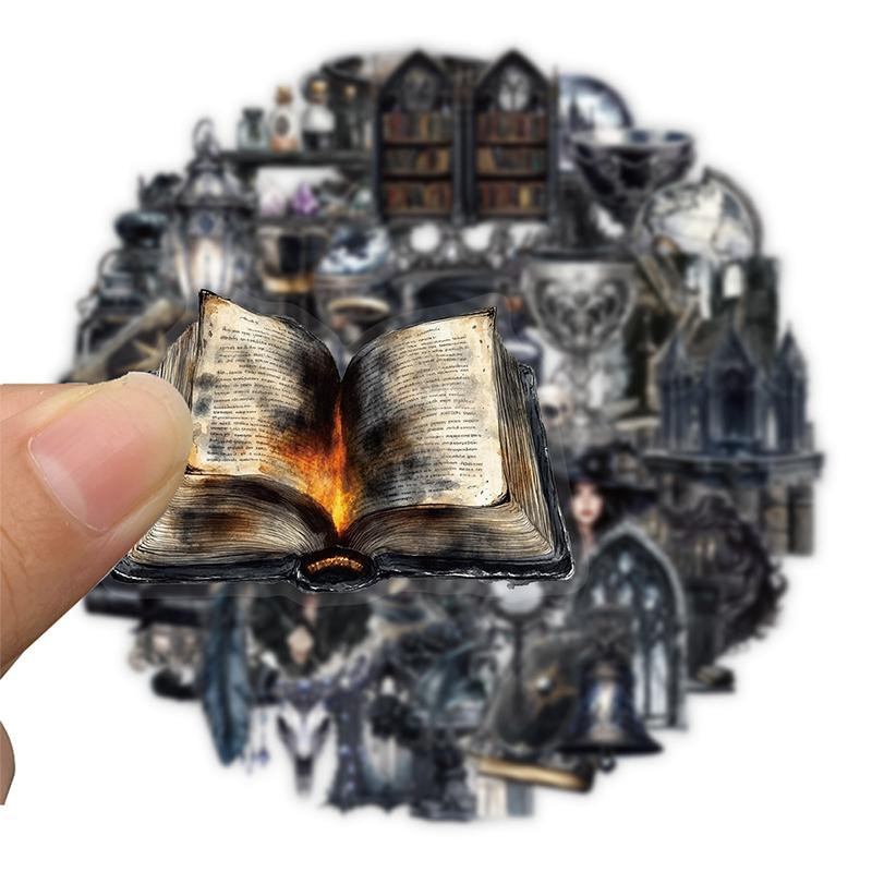 50 Stück Magische Hexen-Sticker von Fashnics, Transparentes PET Set mit Gotischen Planeten für Scrapbooking, Laptop und Handy, Mehrfarbig - Bild 2