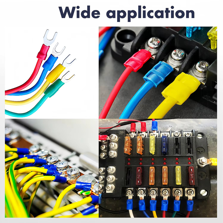 TEMINUO 120 Stück Gabel-Crimpklemmen, isolierte U-förmige Flachstecker für elektrische Kabelverbinder, 22–10 AWG, rot und mehrfarbig - Bild 4
