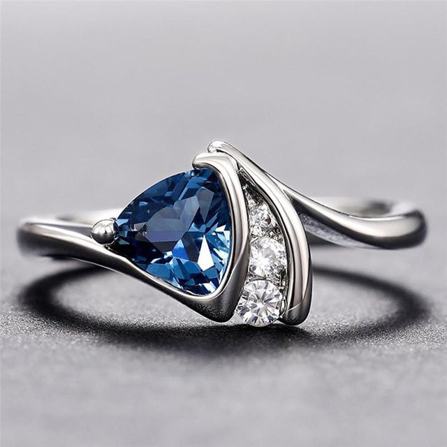 YIRAN Jewelry Ring, 925 Silber, Blau Zirkonia, Damen - Bild 1