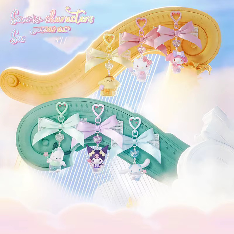 Sanrio Schlüsselanhänger Engel, Hello Kitty, Kuromi, My Melody, Cinnamoroll, Pompompurin, Kristall, Mädchen - Bild 1