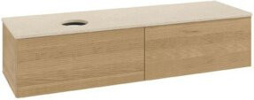 V&B Waschtischunterschrank Antao mit Frontstruktur in Honey Oak und Botticino, B: 160 cm, T: 50 cm - Bild 1