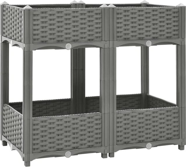 Hochbeet furnicato in Grau mit Rattan-Optik aus Polypropylen, B/T/H: 80 x 40 x 71 cm - Bild 1