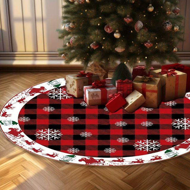 VIKAMA Weihnachtsbaumkleid in Rot mit Schneeflocken-Design für deine Weihnachtsdekoration - Bild 1