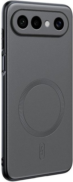 VIVO X300 FE Schutzhülle mit Lederstruktur und Kameraschutz, Magnetisches kabelloses Laden, Stoßfest, Grau und Transparent - Bild 1