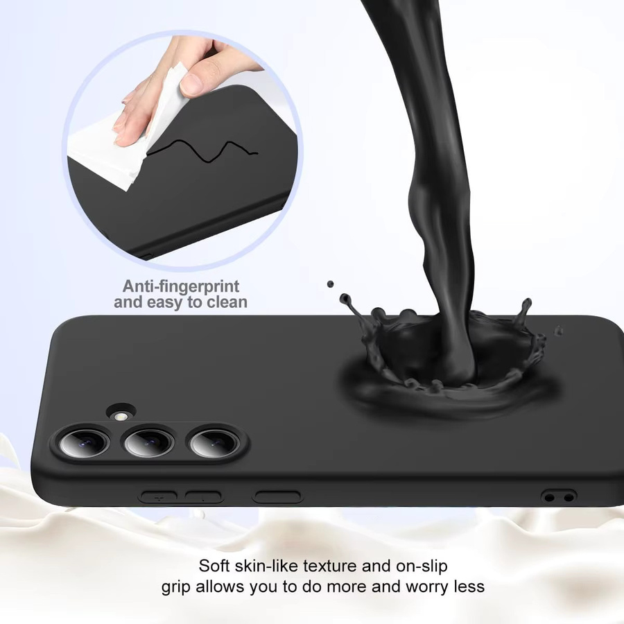 Stoßfeste Flüssigsilikon-Handyhülle für Samsung Galaxy S25, S25+, S25FE und S24FE in Schwarz - Bild 5