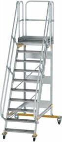 Günzburger MUNK Aluminium-Plattformtreppe fahrbar mit 10 Stufen und 60 Grad Neigung in Silber - Bild 1