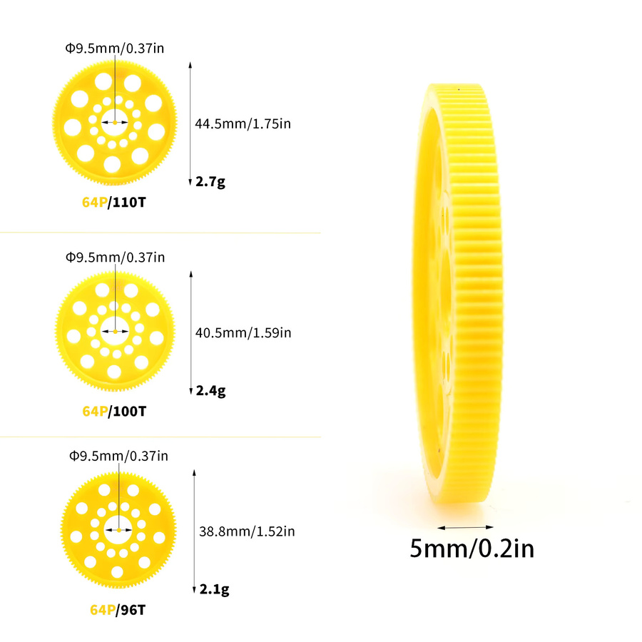 Stärkung des Nylon 64P Stirnrads 64Pitch 96T 100T 110T für 1/10 Touring On-Road Car - Bild 1