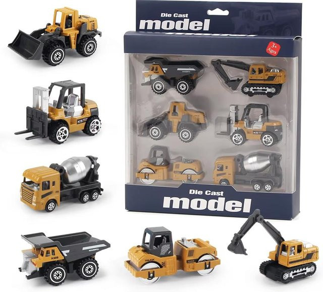 Ingenieurfahrzeug Lader Traktor Bagger, Baustellenmodell, Metall, 6-teiliges Set, ab 4 Jahren - Bild 1