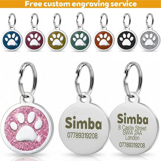 Anhänger aus Legierung, Glitzer-Pfoten-Design, für Hunde und Katzen - Bild 1