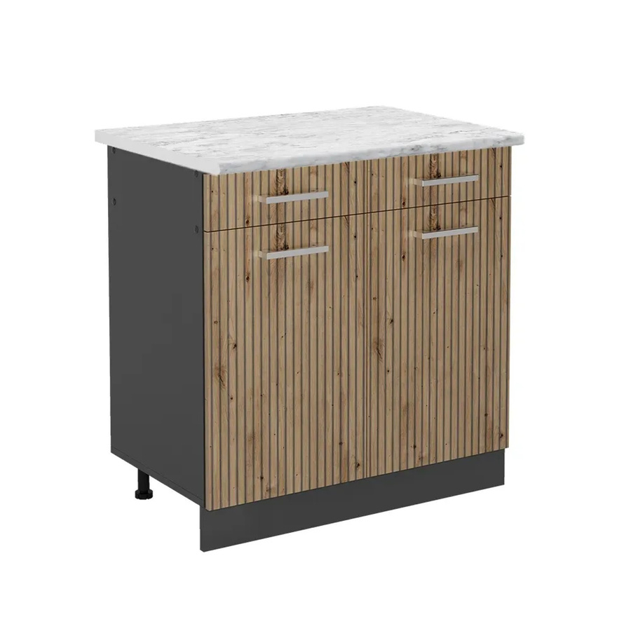 Vicco Küchenunterschrank R-Line Artisan-Eiche und Anthrazit mit Marmor-Optik, B/T/H: 80 x 60 x 81,6 cm - Bild 2