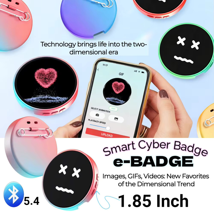 VODOOL Dynamisches elektronisches Anime-Abzeichen als digitales Display-Badge in Blau und Multicolour - Bild 2
