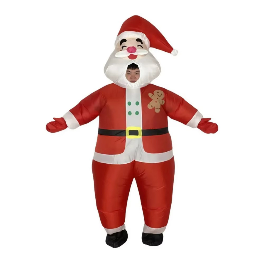 Hangchen Family Weihnachtsmann-Overall, aufblasbares Kostüm, Rot - Bild 1