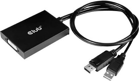 Club3D CAC-1010-A DisplayPort zu DVI Adapter mit USB-A, Schwarz, Länge: 60 cm - Bild 1