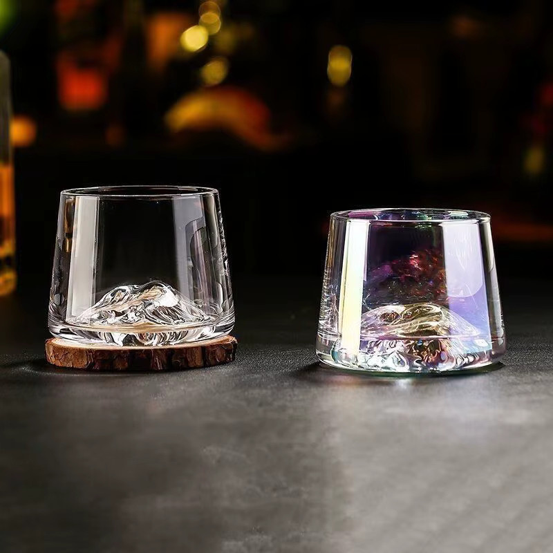 Kristallglas-Whiskybecher im Eisberg-Design, transparenter Tumbler für Likör, Wodka, Tequila und Cocktails - Bild 3