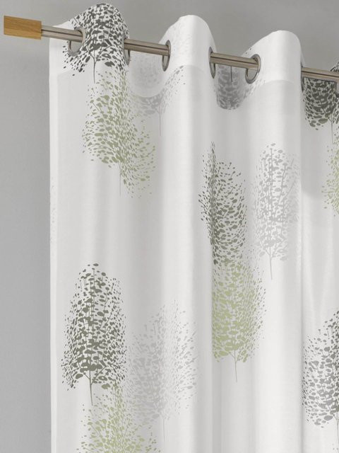Dekostore Heine Home mit Bäume-Motiv in Grün und Weiß, semi-transparent, mit Ösen, Material: 55% Viskose, 45% Polyester - Bild 1