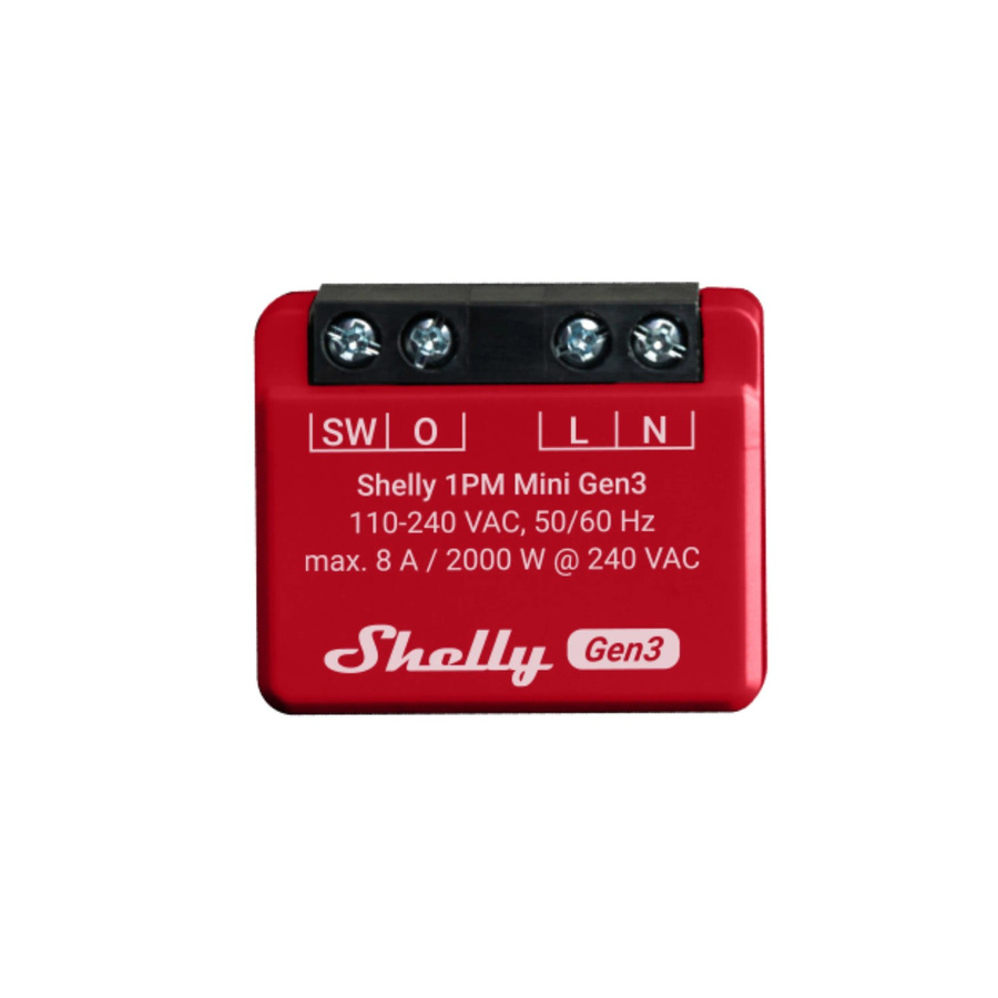 Shelly Plus 1PM Mini Gen. 3 Relaismodul für Unterputz mit Wi-Fi und Bluetooth in Rot - Bild 2