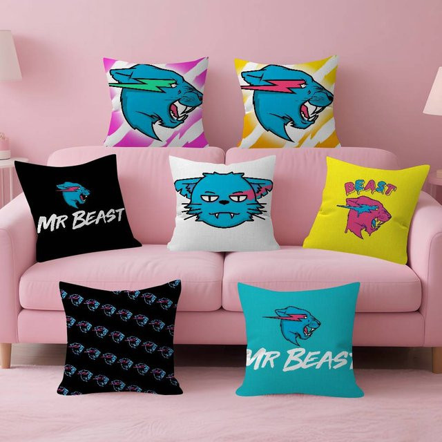 Dekorativer Kissenbezug Game Blogger Logo mit Tier-Grafik aus Polyester, B/H: 50 x 30 cm, Mehrfarbig - Bild 1