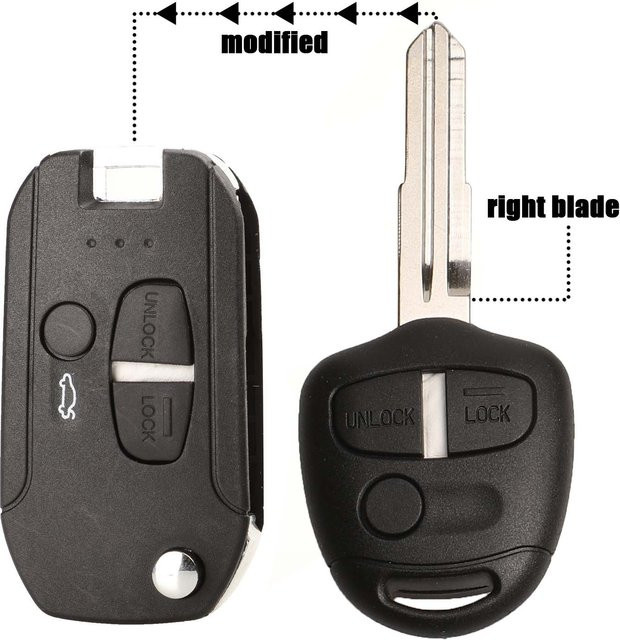 Jingyuqin Modifizierte Auto Schlüssel Hülle für Mitsubishi Lancer Evo Colt Outlander Mirage Keyless mit rechter Klinge in Schwarz - Bild 1