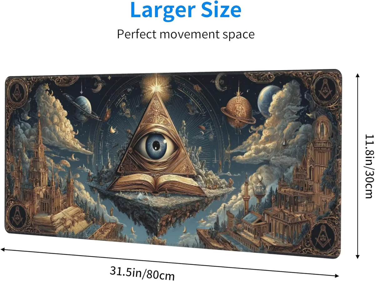 Gothic Masonic Extended Gaming Mouse Pad XL Schreibtischunterlage Multicolor mit genähten Kanten - Bild 3