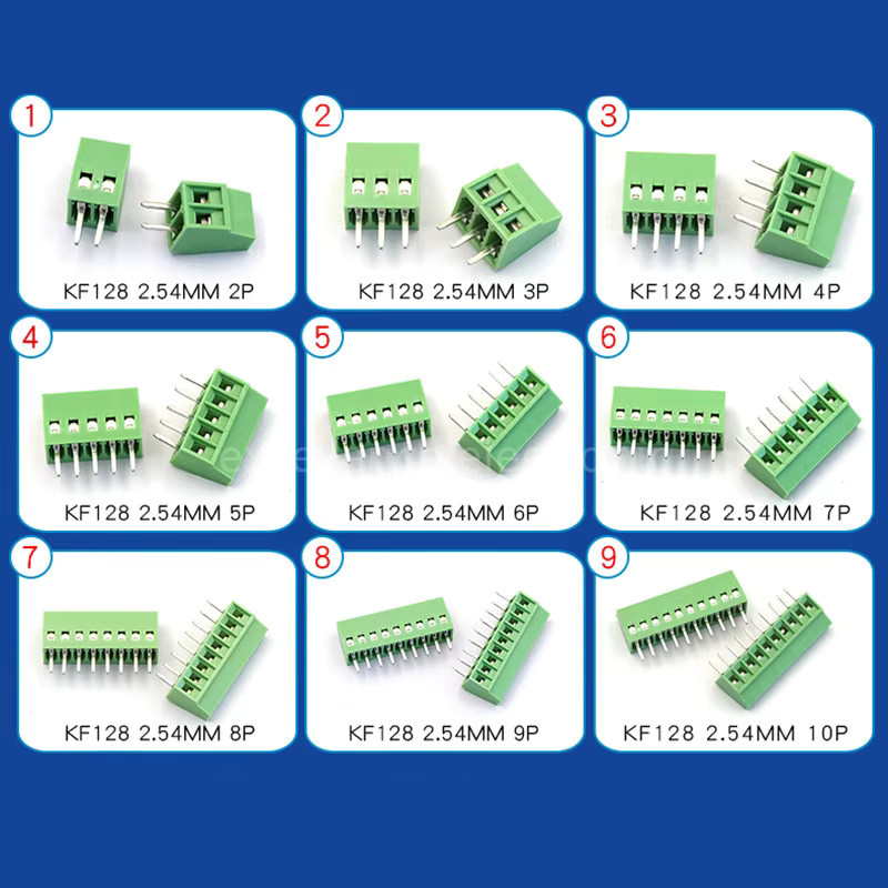 KF128 Mini PCB Schraubklemmen Set ZSDZFYLLK in Grün mit 2,54mm Pitch für Drähte - Bild 2