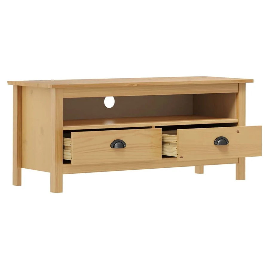 vidaXL TV-Schrank Hill aus Kiefer-Massivholz in Honigbraun, B/T/H: 110 x 40 x 47 cm - Bild 2