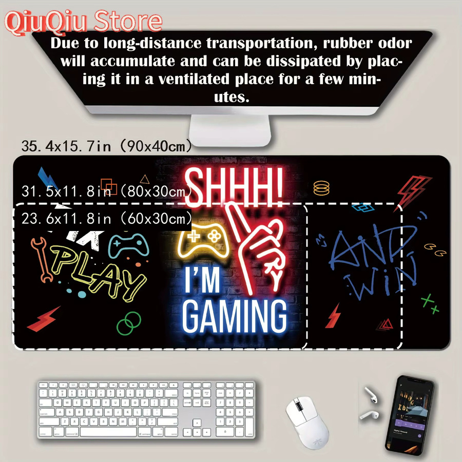 Potdemiel Gaming-Mauspad in Multicolour, rechteckige Schreibtischunterlage mit rutschfester Gummibasis, B/T/H: 90 x 40 x 0,3 cm - Bild 4