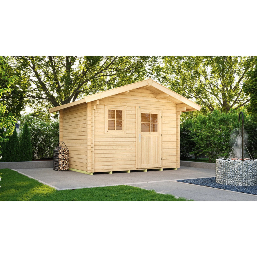 WEKA Premium Gartenhaus aus europäischer Fichte mit Satteldach in Beige, B/H/T: 380 x 262 x 300 cm - Bild 2