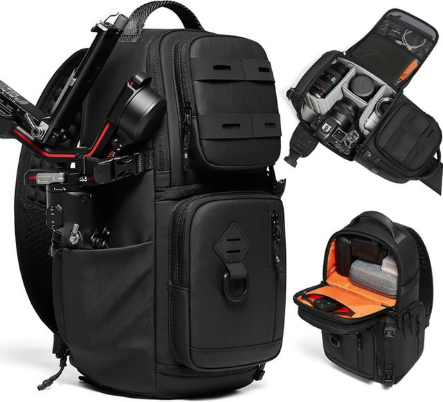 Schwarze Herren SLR-Kamera-Umhängetasche für Outdoor-Sport und Reisen mit Stativkompatibilität - Bild 1