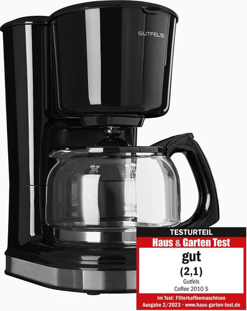 GUTFELS COFFEE 2010 S Warmhaltekanne aus Edelstahl mit Glaskanne in Schwarz-Silber - Bild 1