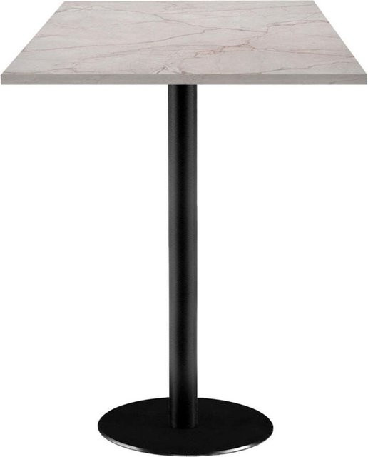RestooTab Stehtisch Rome quadratisch in Stein-Optik, Platte beige, Gestell schwarz, B/T/H: 60 x 60 x 113 cm - Bild 1