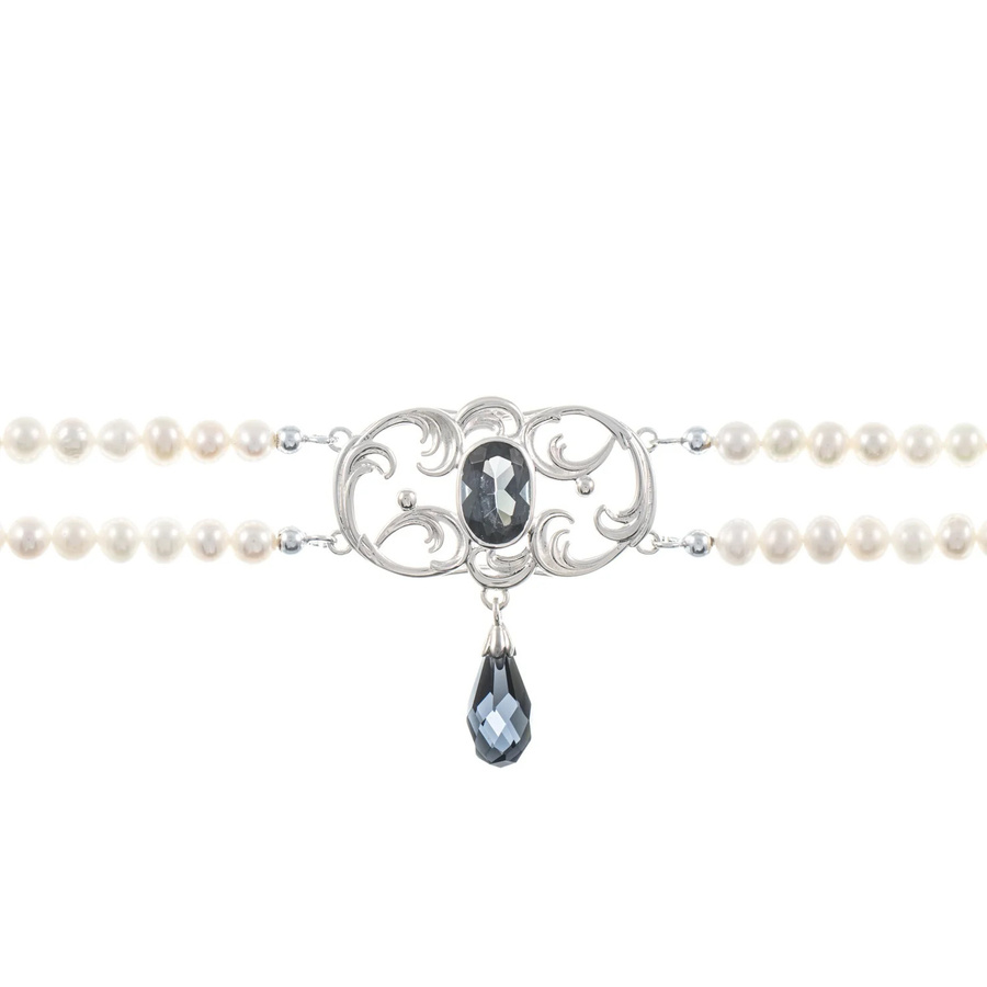 Collier Choker 925 Silber, Zirkonia, Perle - Bild 1