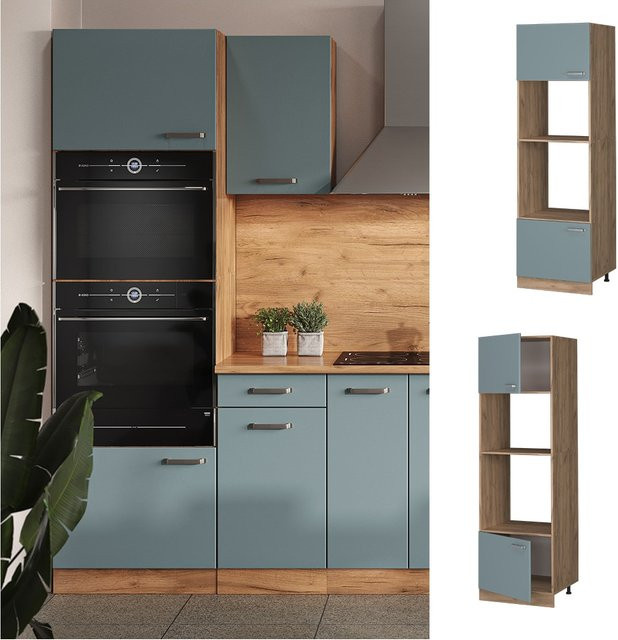 Vicco Mikrowellenschrank R-Line Küchenregal in Blau-Grau und Eiche, B/T/H: 60 x 44,83 x 207 cm - Bild 3