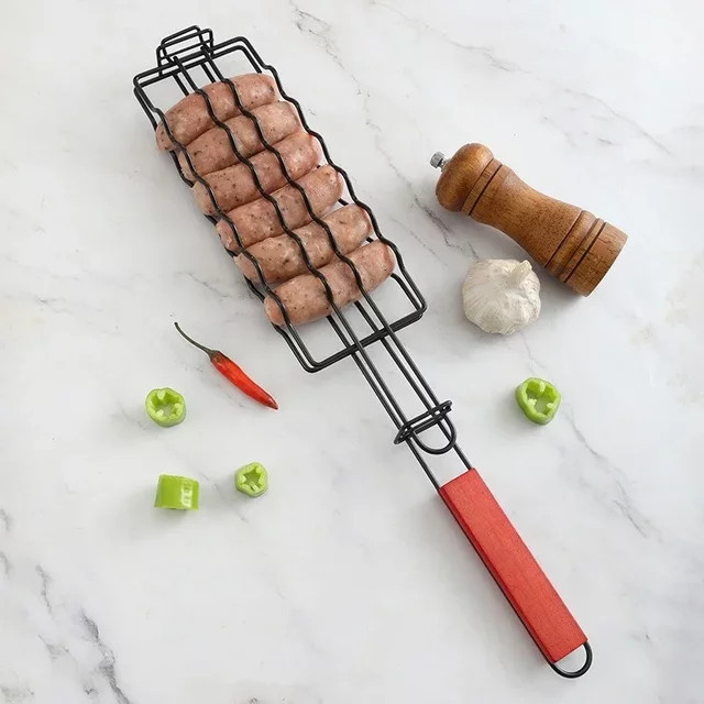 JUSTINLAU Camping Hot Dog Grillzange aus Stahl mit Antihaft-Beschrichtung in Schwarz - Bild 1