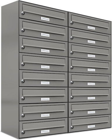 AL Briefkasten für 16 Parteien, grau, B/H/T: 76,6 x 92 x 27,5 cm - Bild 1