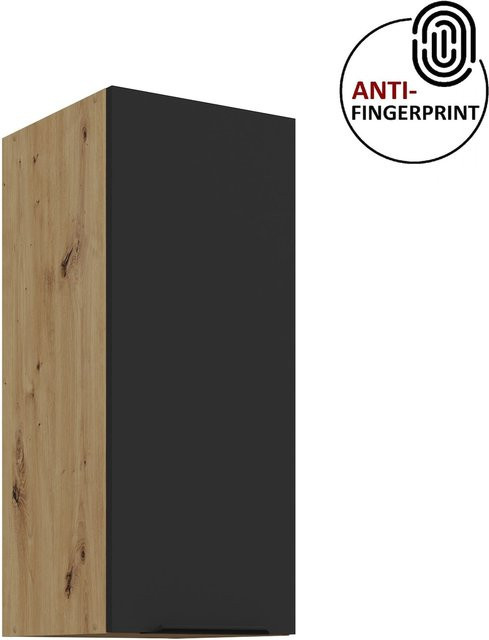 Küchen Hängeschrank ARIA Schwarz matt mit Einlegeböden und Anti-Fingerprint-Beschichtung, Breite: 30 cm, Höhe: 72 cm, Tiefe: 30 cm - Bild 1