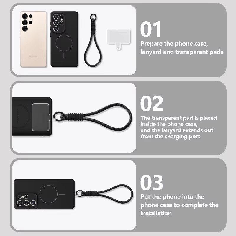 Stoßfeste MagSafe Handyhülle aus flüssigem Silikon mit Magnet-Lanyard für Samsung Galaxy S26 S25 S24 S23 S22 Ultra und S26 Plus in Pink - Bild 3