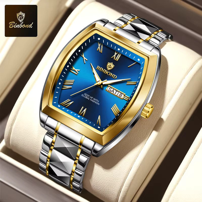 Binbond Armbanduhr Edelstahl, Gold, Quarz, Herren - Bild 2