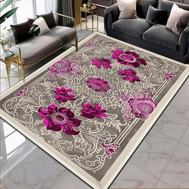 Karpetti Teppich im europäischen Stil mit Blumenmuster, rechteckig und waschbar, Mehrfarbig, B/T: 200 x 300 cm - Bild 1