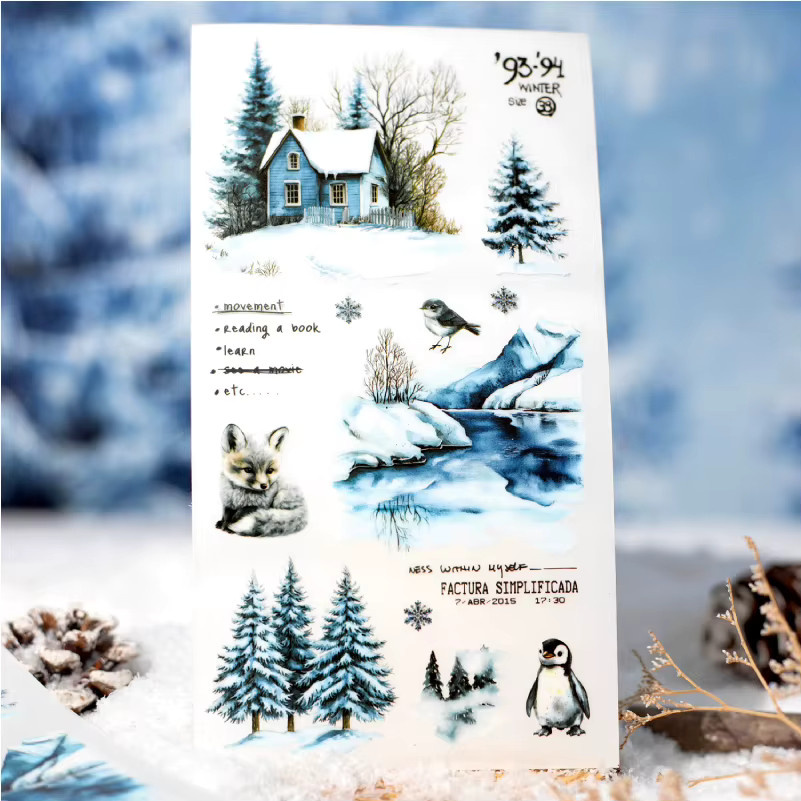 Hobbisland Retro Rub-on Aufkleber Winter-Wald-Hirsch in Multicolour für Scrapbooking und Journal-Dekoration - Bild 5