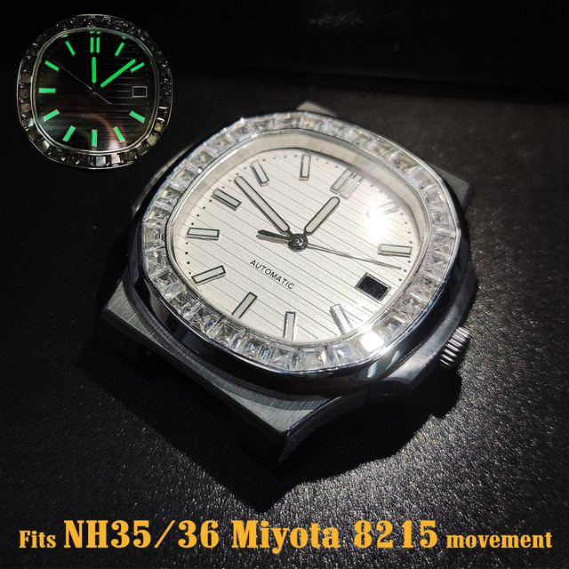 OUMASHI Uhrengehäuse Edelstahl, Diamant, 39 mm, Weiß - Bild 1