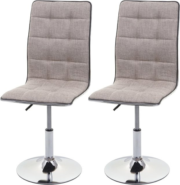 2er-Set MCW Esszimmerstühle C41, drehbar und höhenverstellbar, Stoff Textil in Creme-Grau mit Rautenmuster - Bild 1