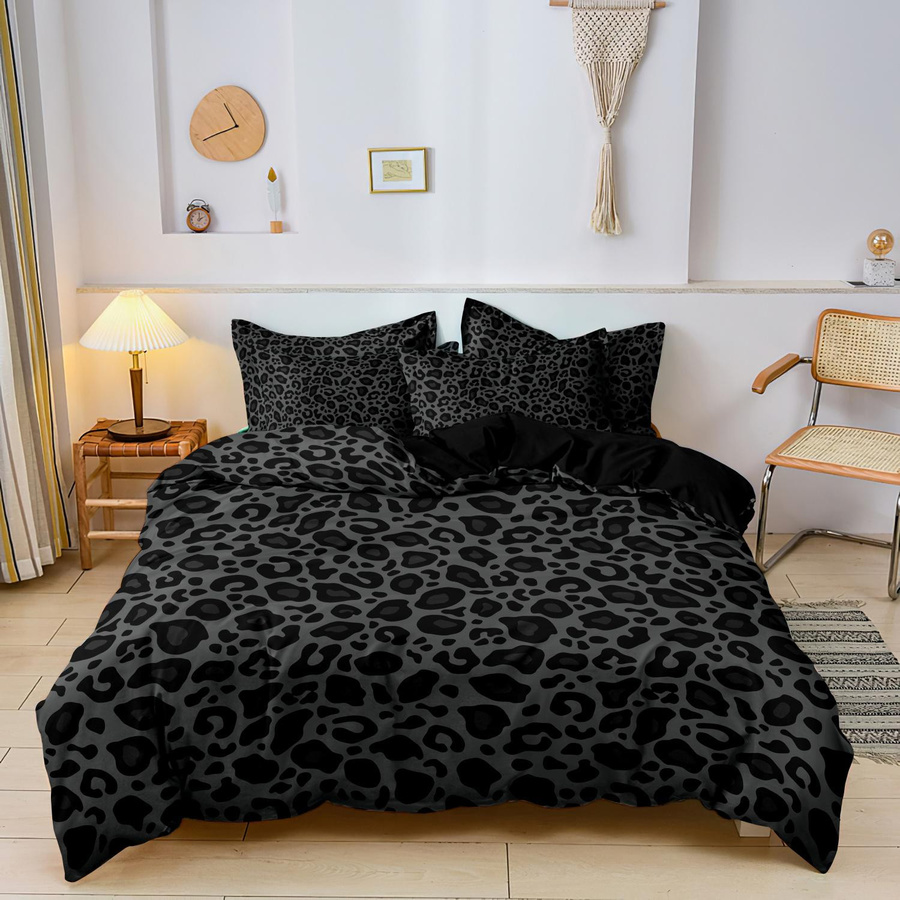 Lodestar 3-teiliges Bettwäsche-Set mit Leopardenmuster in Dunkel, Microfaser-Bettbezug und Kissenbezüge, B/H: 173 x 219 cm - Bild 3