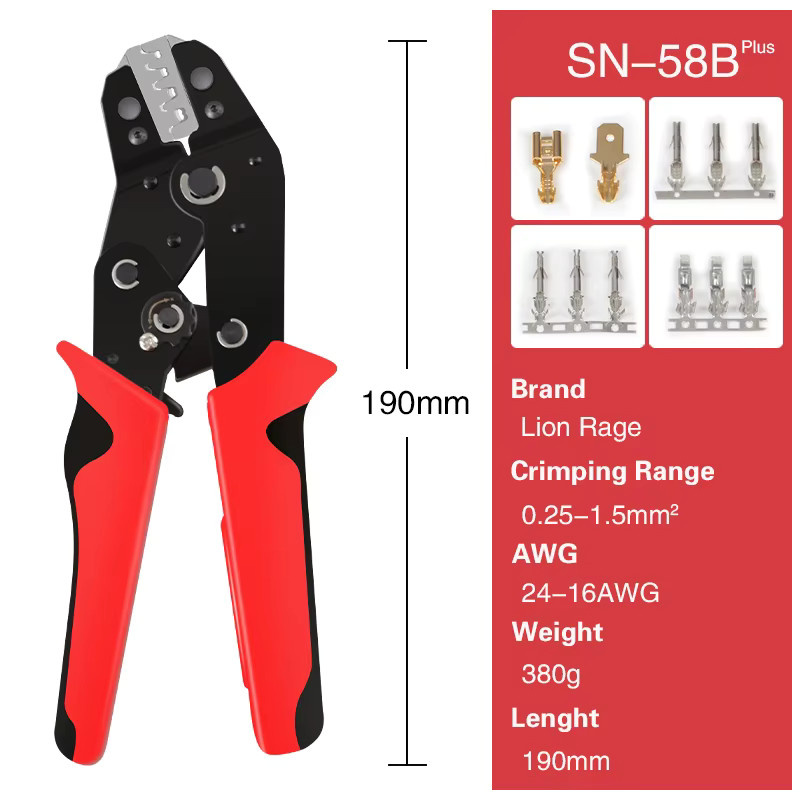 Lion Rage Crimpzange SN-58B mit Schnellwechselbacken für Flachstecker, Rohr, Photovoltaik und isolierte Klemmen (2.8 mm, 4.8 mm, 6.3 mm) - Bild 3