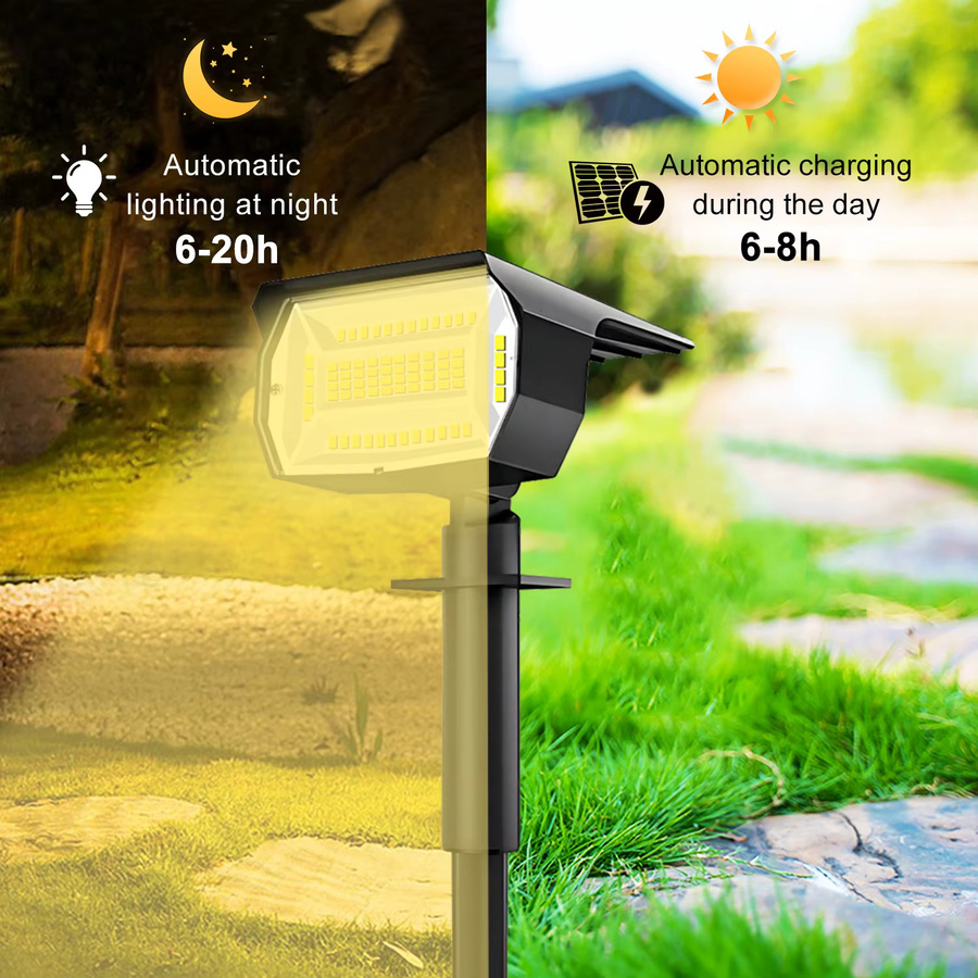 Solarbetriebene LED Wandleuchte für den Garten in Schwarz, wasserdichte Außenbeleuchtung mit 72 LEDs und modernem Design - Bild 3