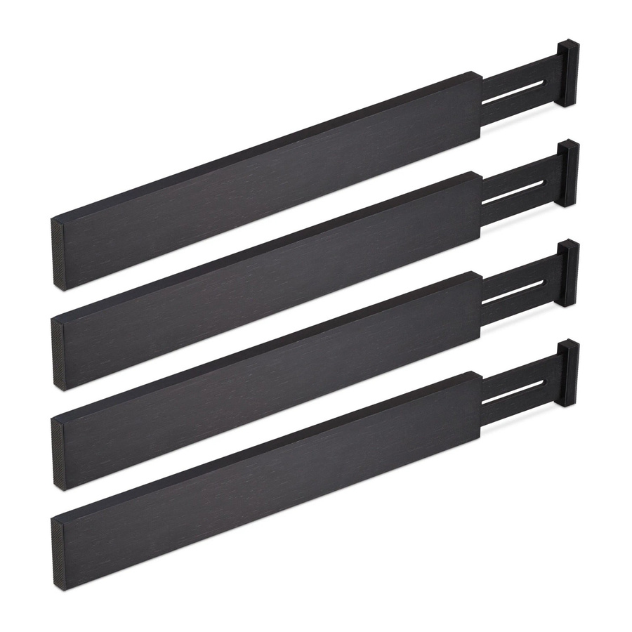 Relaxdays Schubladentrenner aus Bambus in Schwarz, 4er Set, Länge: 46-56 cm - Bild 2